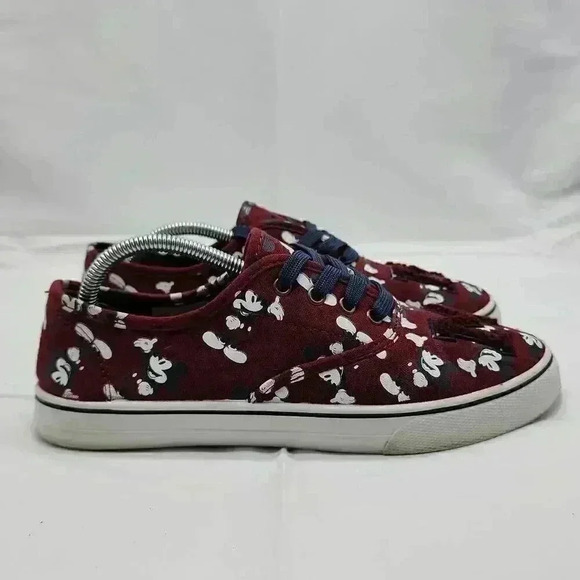 Disney Other - Disney Kid's Lace Up Mickey Mouse Allover Print Sneakers Burgundy Size 7